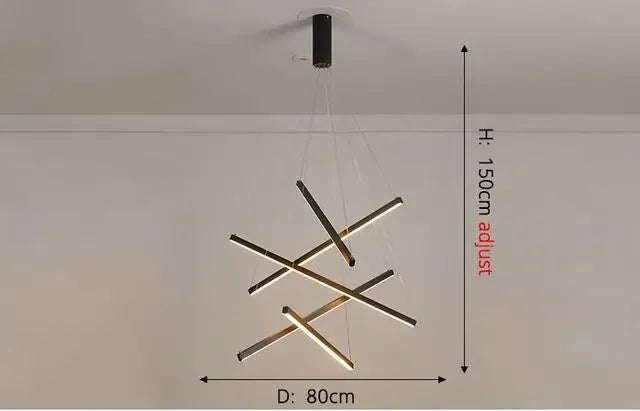 Contemporary vertical LED rod chandelier duplex