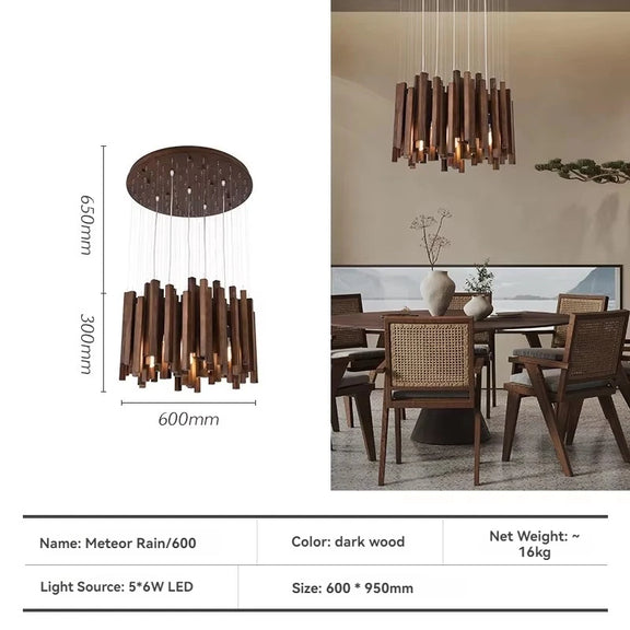 Luxury Japanese wooden chandelier modern dining setup