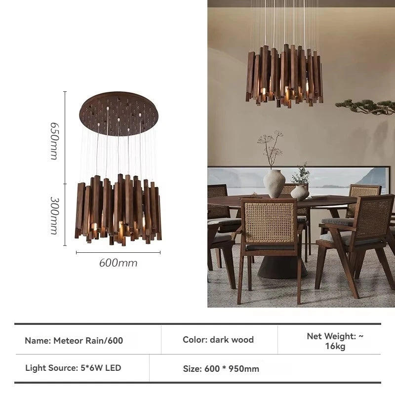 Luxury Japanese wooden chandelier modern dining setup