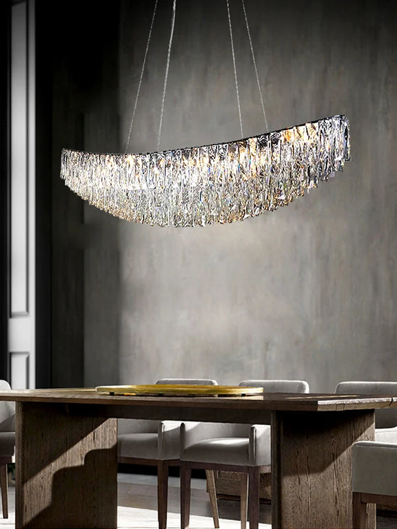 Crystal boat chandelier modern dining room LED ceiling light