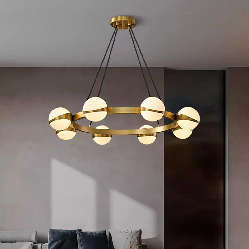 Contemporary gold LED dining pendant light
