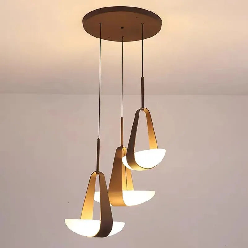 Designer leather loop LED chandelier bedroom