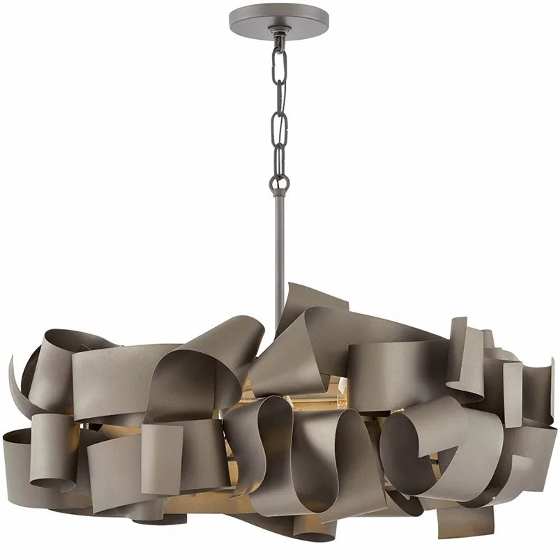 Sculpted metal chandelier with LED lighting
