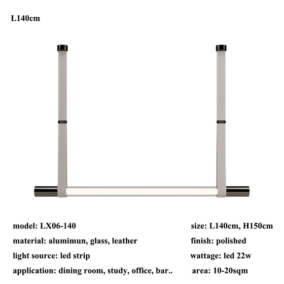 Black and polished linear LED hanging light fixture