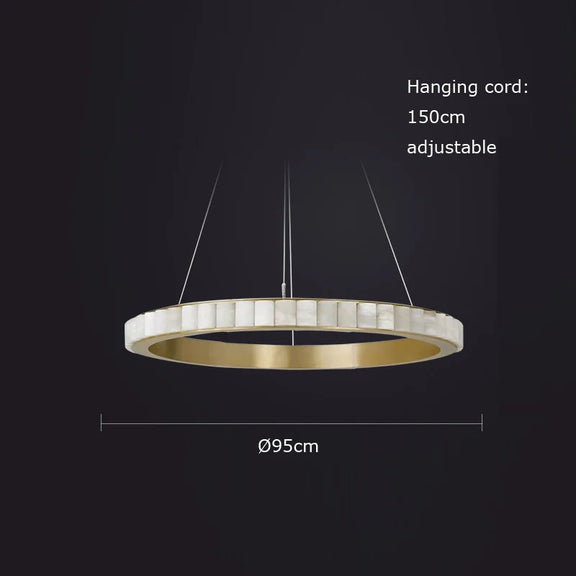 Luxury onyx ring LED chandelier in gold finish