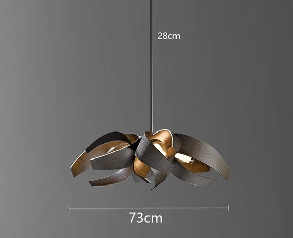 Sculptural ribbon metal chandelier luxury interior