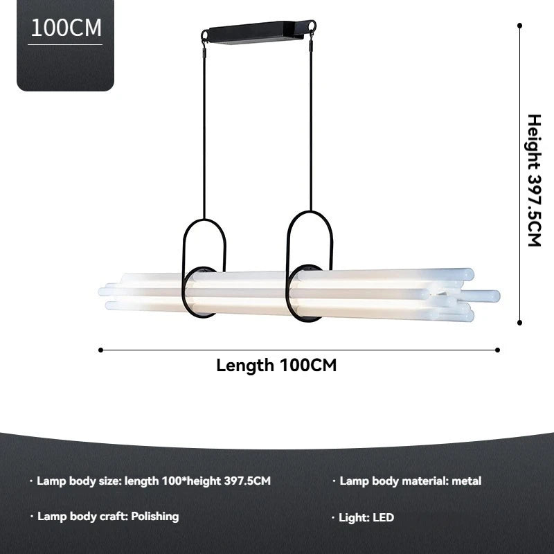 Linear acrylic LED pendant minimalist dining room