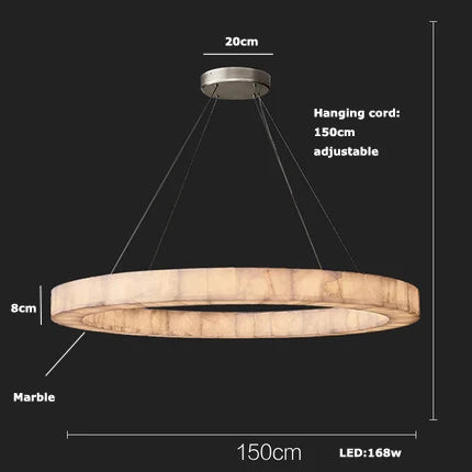 Marble hanging light with adjustable suspension cables