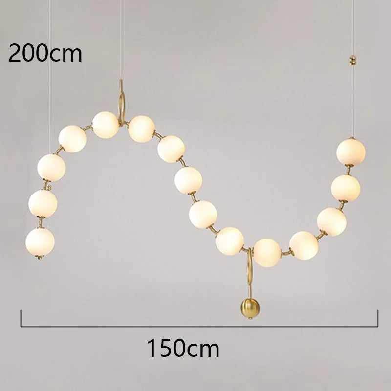 Designer linear orb chandelier for dining room