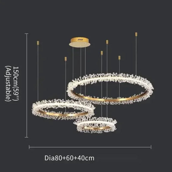 Crystal halo pendant above dining table