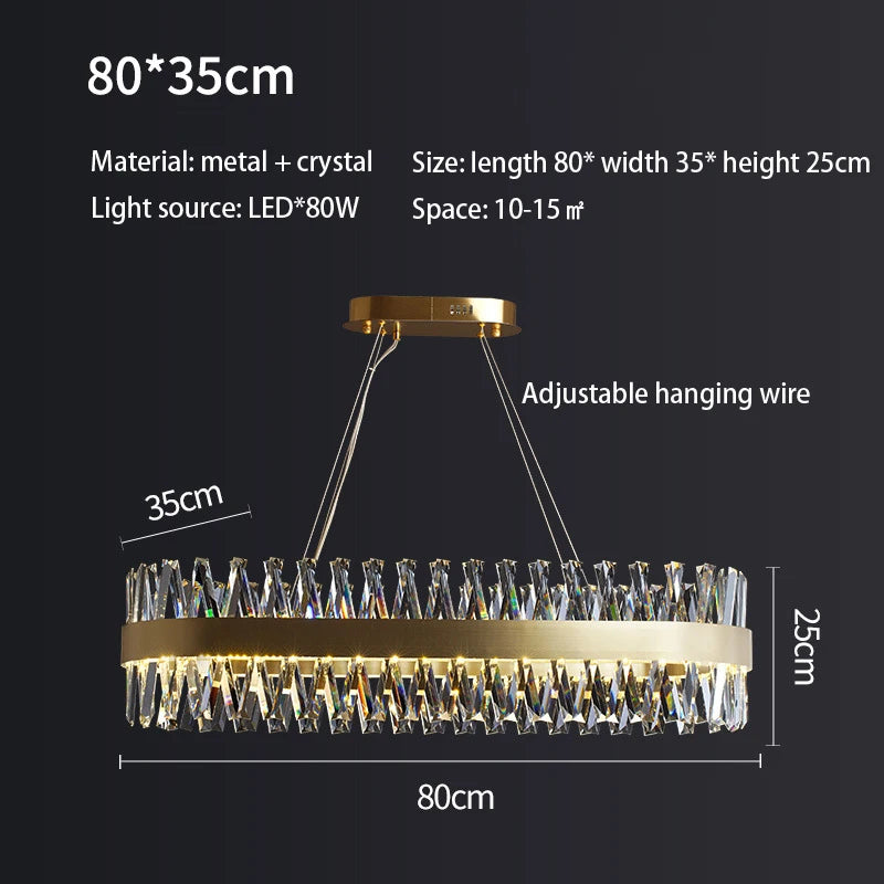 Contemporary gold ring LED chandelier interior