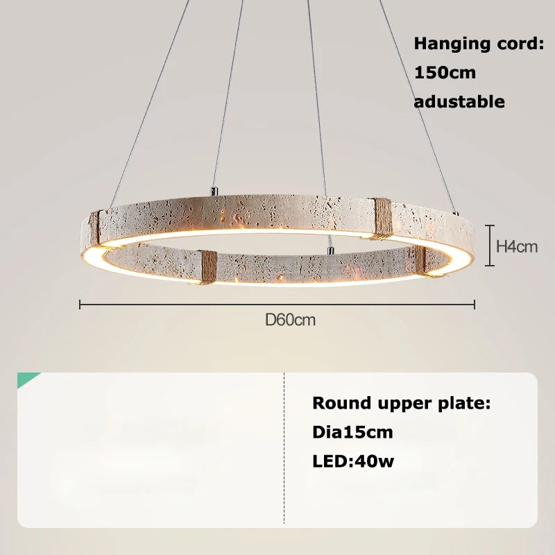 Contemporary stone LED ring ceiling light