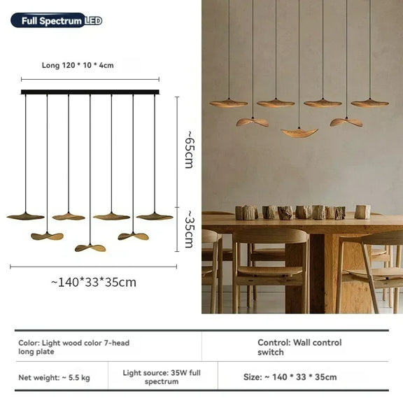 Sculptural wooden LED pendant staircase lighting