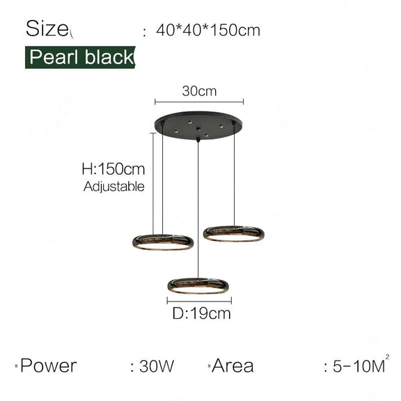Slim bar canopy with three suspended LED rings in black finish