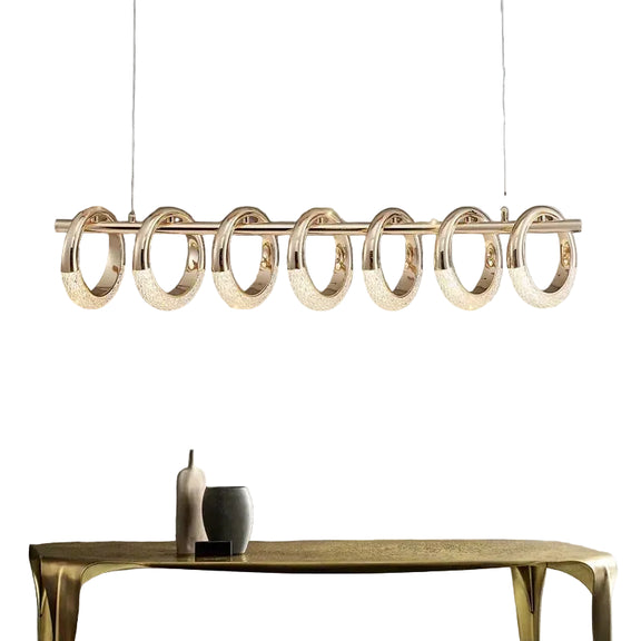 Designer circle ring LED chandelier modern dining setup