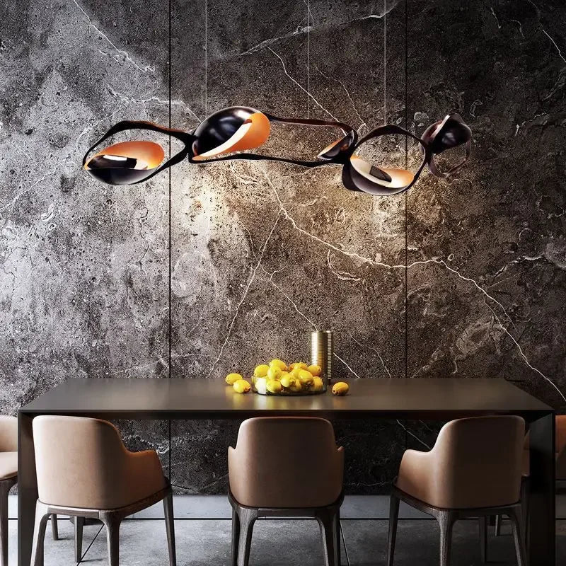 Nordic creative LED ring chandelier gold finish