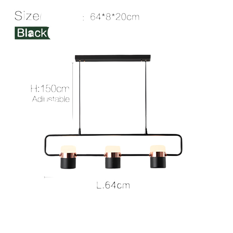 “Contemporary linear ceiling pendant with adjustable height.”