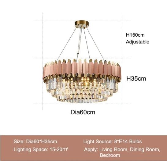 Boutique-style crystal chandelier for dining and living rooms