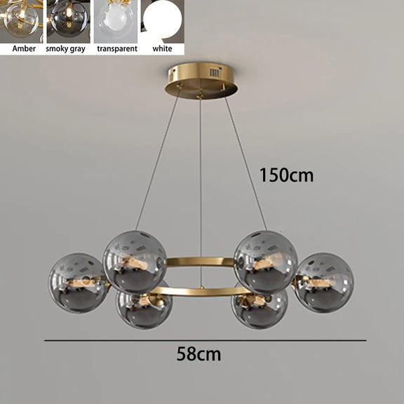 Luxury globe ring pendant light modern interior