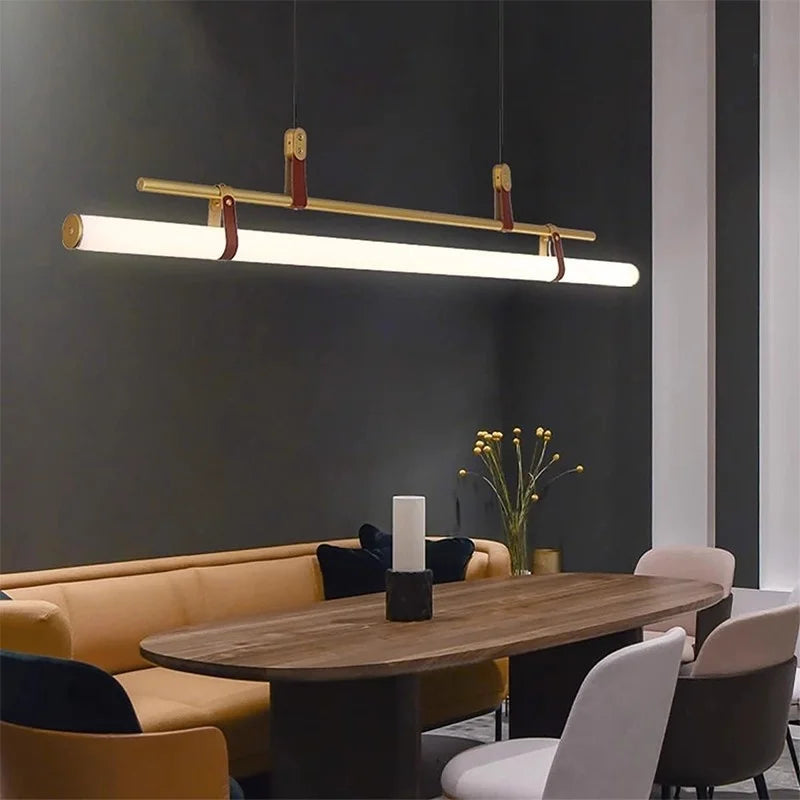 Black linear LED pendant modern interior