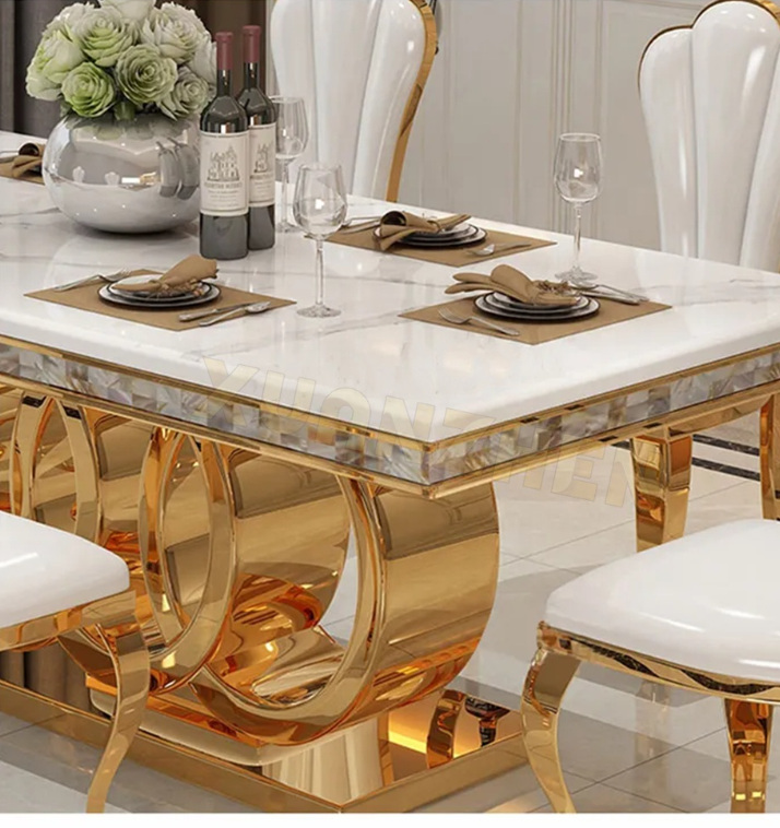 Modern Luxury Marble Effect Dining Table Set – Custom Made Dining Furniture