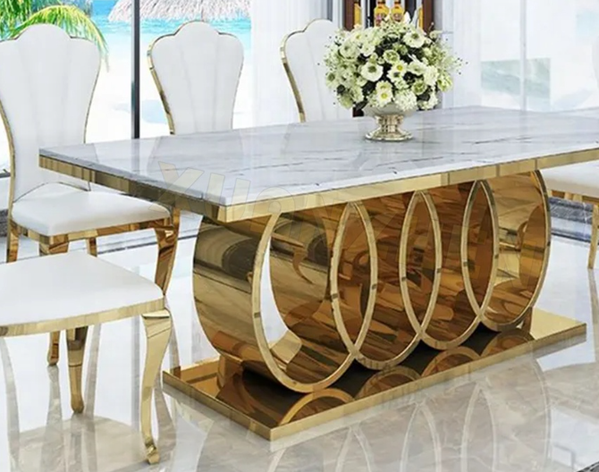 Modern Luxury Marble Effect Dining Table Set – Custom Made Dining Furniture