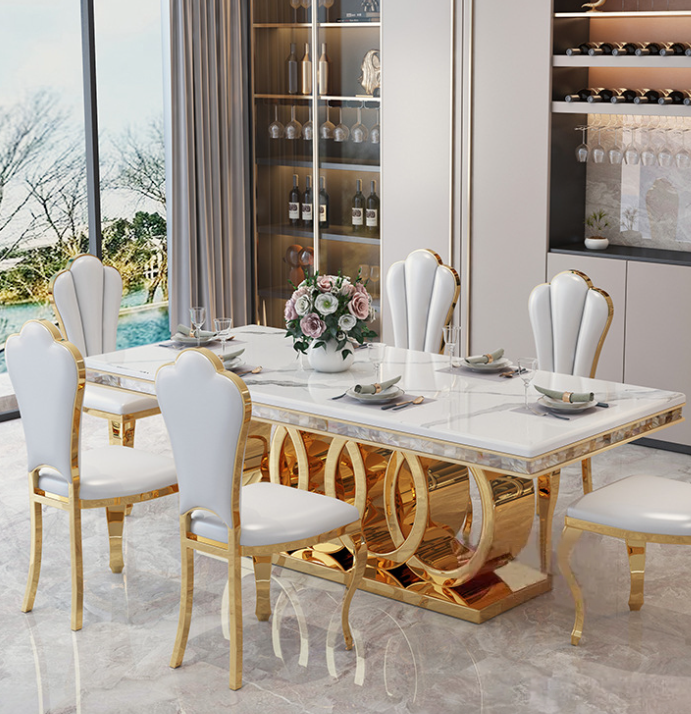 Modern Luxury Marble Effect Dining Table Set – Custom Made Dining Furniture