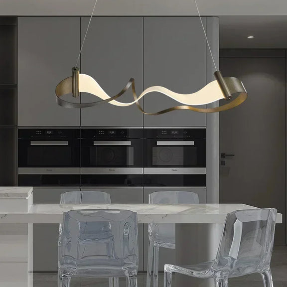Modern wave acrylic LED chandelier dining table