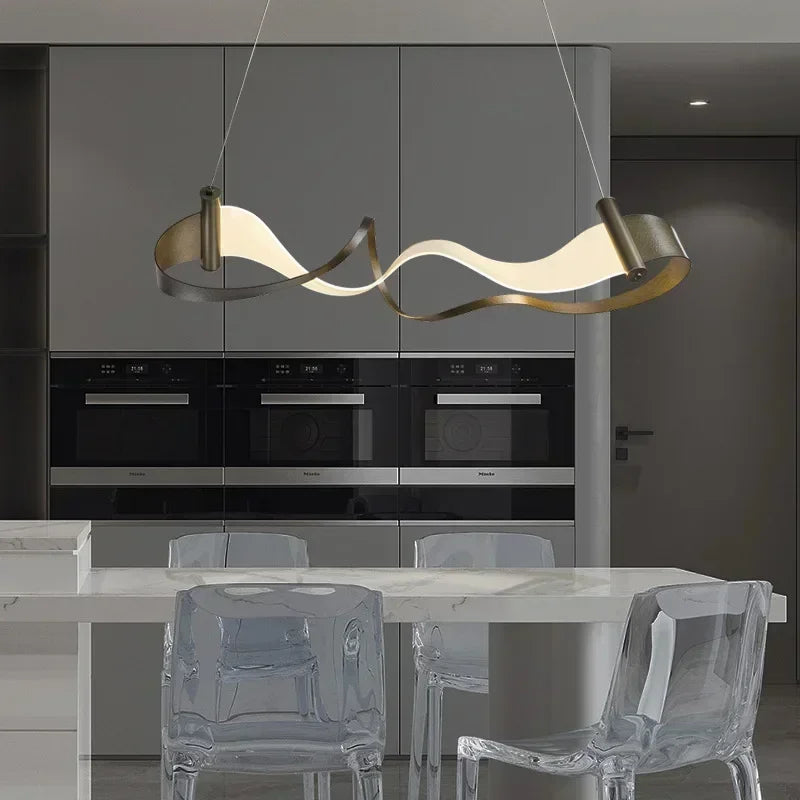 Modern wave acrylic LED chandelier dining table