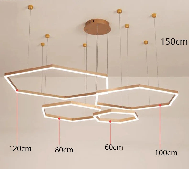 Modern hexagon LED pendant light living room