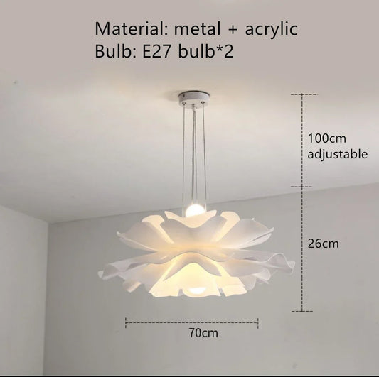 Italian modern sculptural white pendant chandelier