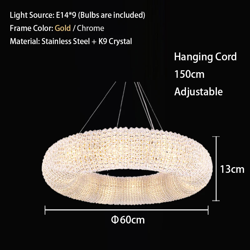 crystal bead donut chandelier detail