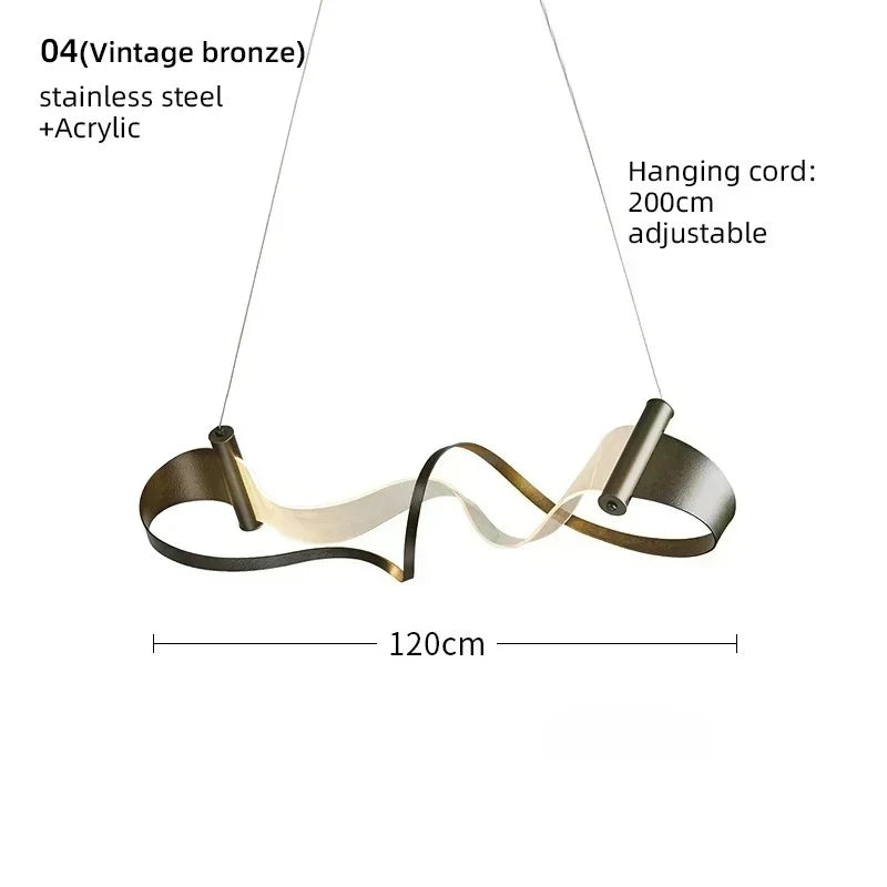 Sculptural wave LED pendant light kitchen island