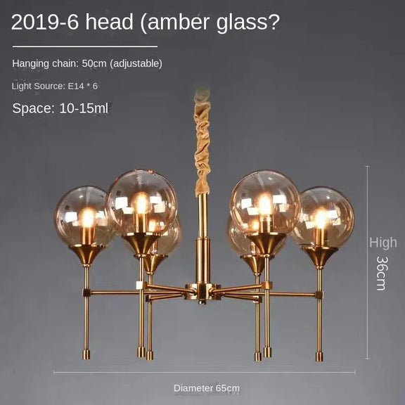 Glass globe LED chandelier modern home decor