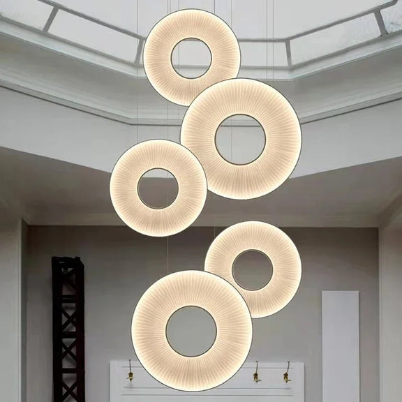 Iris ring fabric LED pendant light modern interior