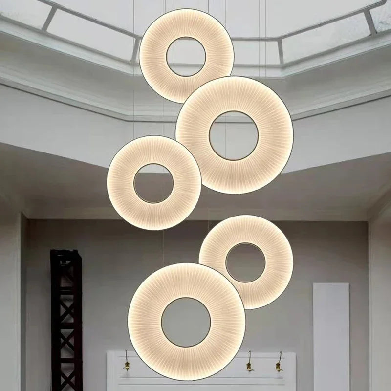 Iris ring fabric LED pendant light modern interior