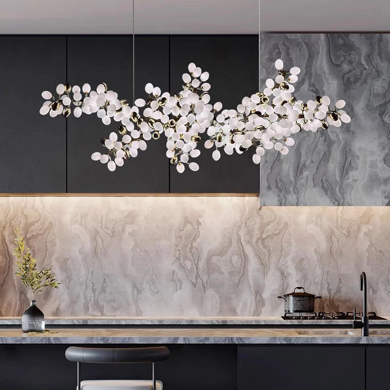 Artistic Nordic LED dining chandelier leaf design