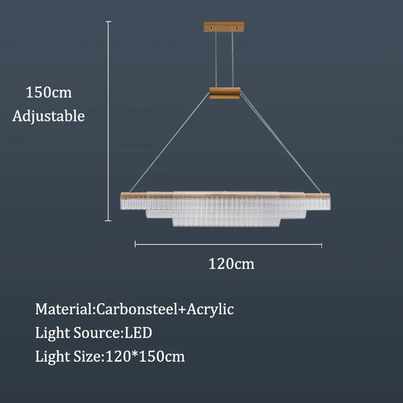 Linear LED chandelier with transparent cage design