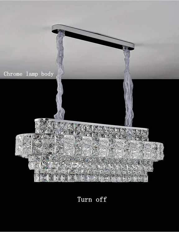 Rectangular LED crystal light fixture luxury interior
