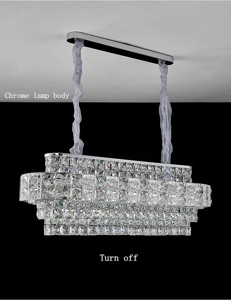 Rectangular LED crystal light fixture luxury interior