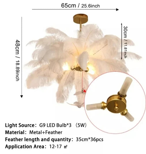 Modern Nordic feather ceiling light interior