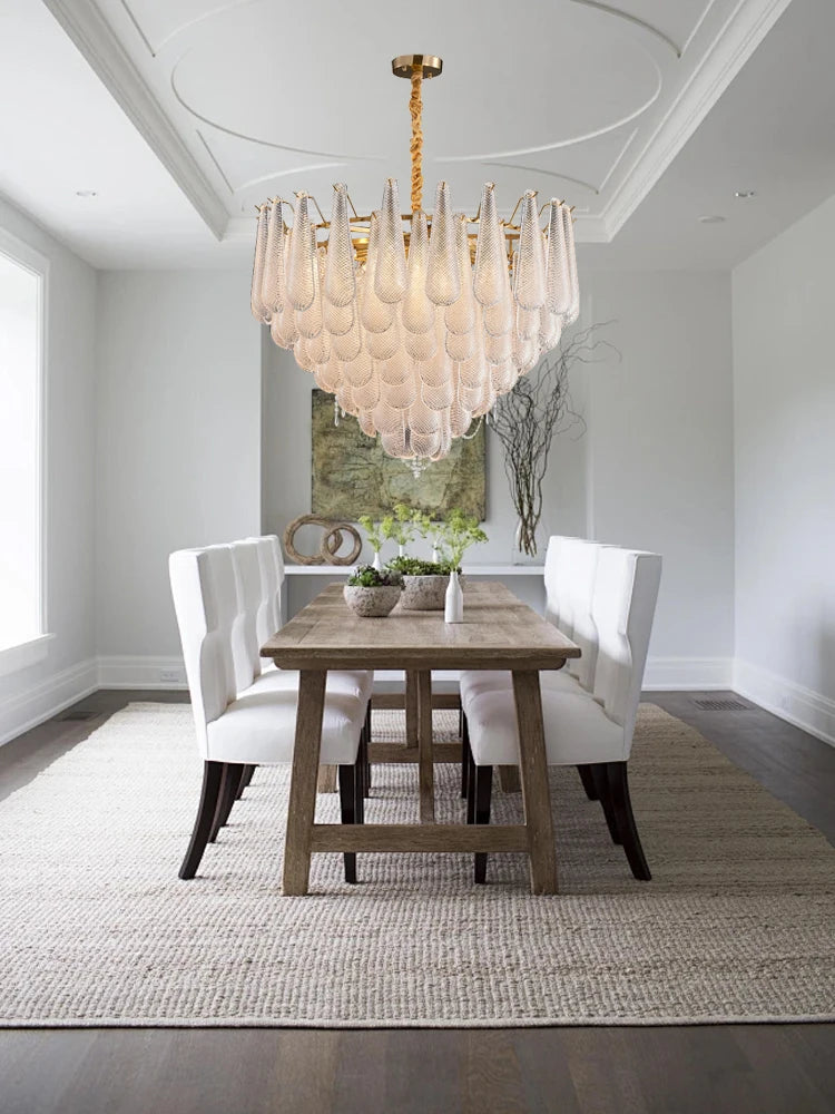 Luxury multi-layer glass chandelier for dining room lighting