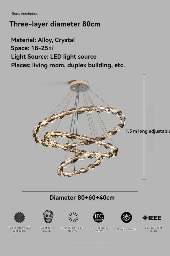 Contemporary crystal spiral pendant hotel lobby