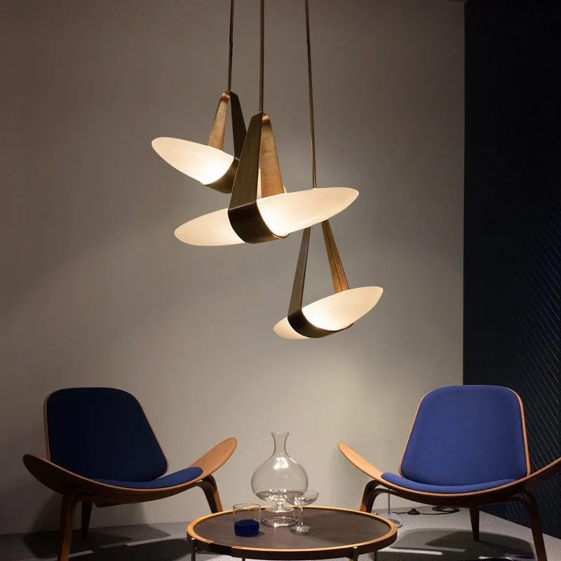 Leather strap LED chandelier contemporary decor