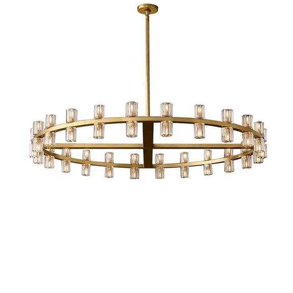Luxury gold brass ring crystal chandelier living room