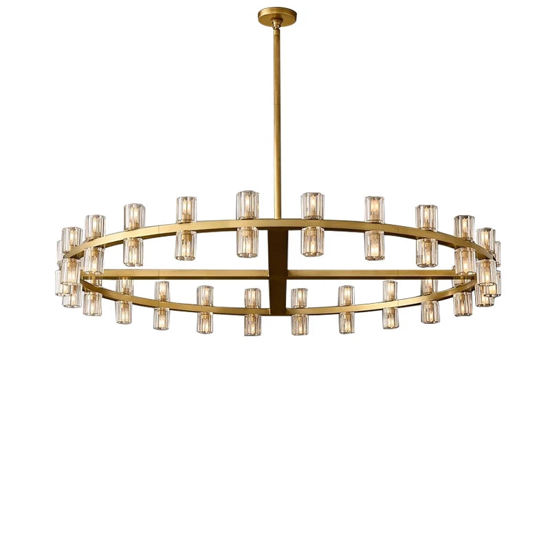 Luxury gold brass ring crystal chandelier living room