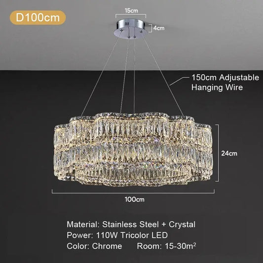 Modern crystal hanging chandelier living room
