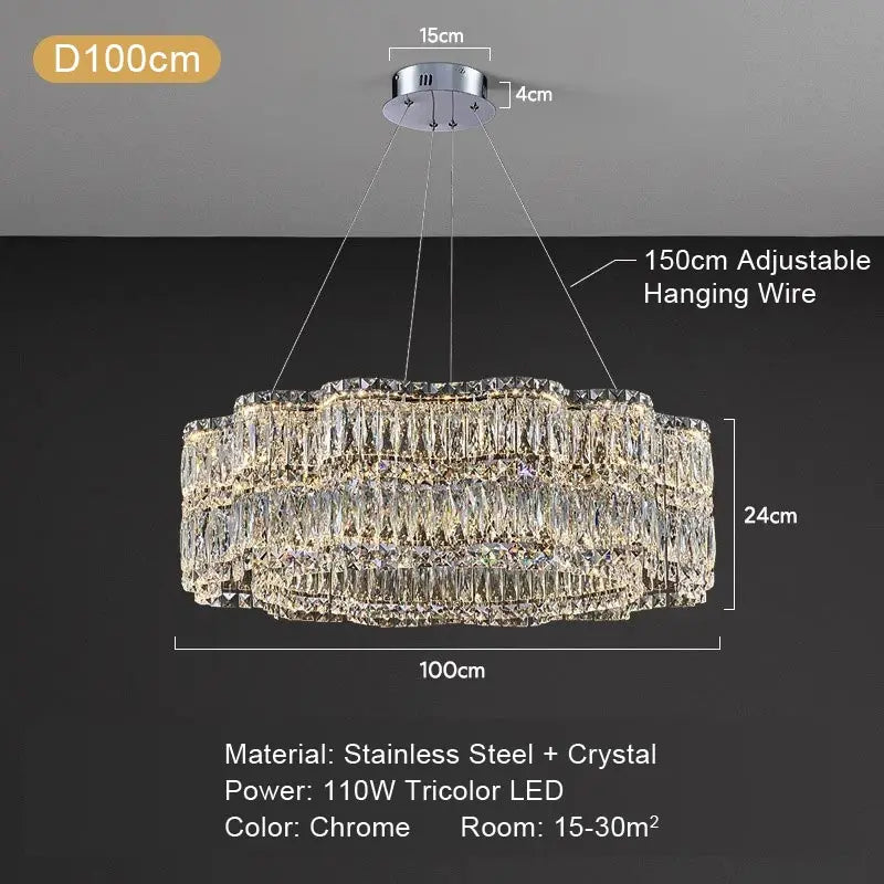 Modern crystal hanging chandelier living room