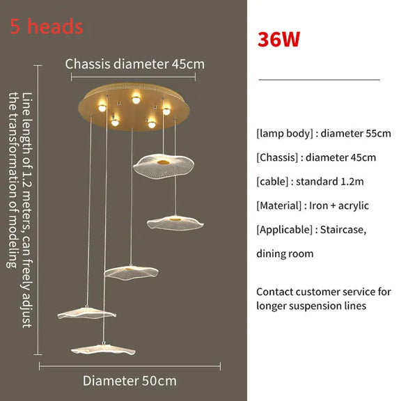 Designer lotus leaf pendant light modern foyer