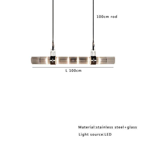Chrome stainless steel bar LED pendant for kitchen island